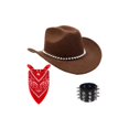 thumbnail image 2 of Voska Cowboy Hats Vacation Cowboy Hats Rivets Studded Gift Cowgirl Hat Coffee One Size, 2 of 6