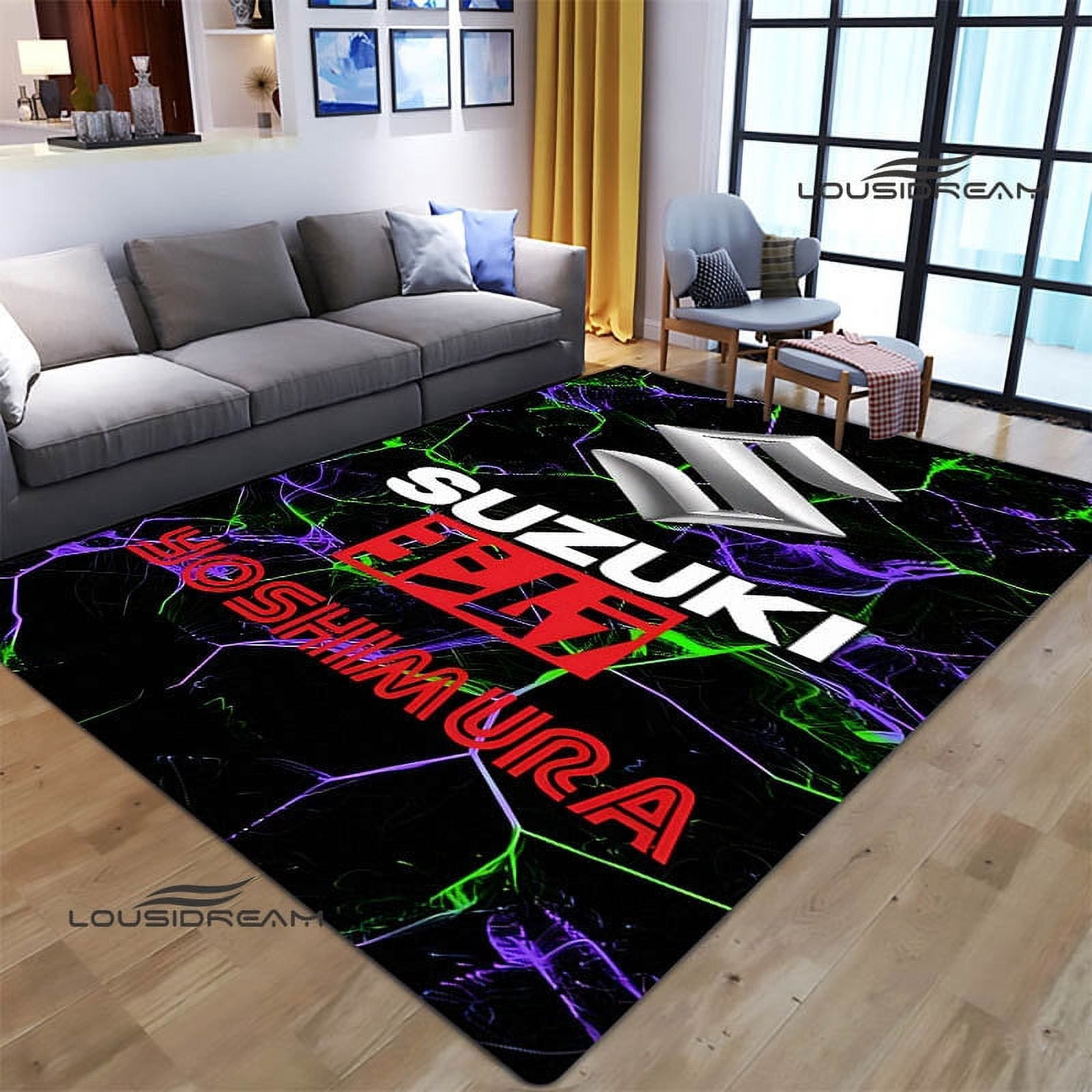 S-SUZUKI motorcycle printed carpet non-slip carpet yoga cushion area carpet outdoor carpet photography channel Birthday Gift