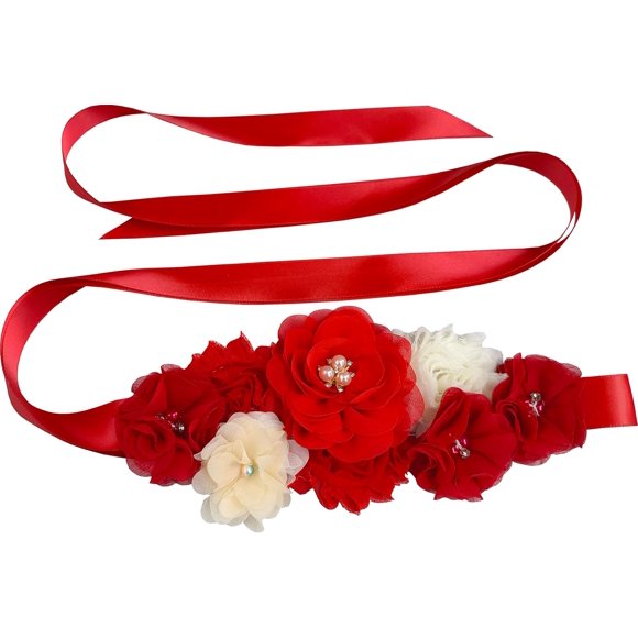 SHIQI-Wedding Bride Belt Sash Floral Sash Belts for Maternity Dresses Floral Belt Sash Girls Women Baby Shower Sash Belt