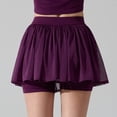 thumbnail image 6 of oelaio Women Ballet Dance Practice Short Skirt Mesh Tutu Skorts Flowy Tennis Skirts with Shorts Purple L, 6 of 7