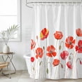 thumbnail image 6 of Red Flowers Shower Curtain Set - Small 36" x 72" Washable Bathtub Curtain with 12 Hooks, Watercolor Spring Country Botanical Floral Waterproof Fabric Stall Shower Curtains for Bathroom/Bathtub Décor, 6 of 6