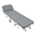 thumbnail image 2 of Anvazise Foldable Bed, 4-Fold Storage Design Guest Bed, Adult Reclining Office Chaise with Wheels, Lounge Chair Sleeping Cot Bed (Grey), 2 of 13
