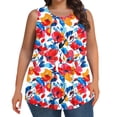 thumbnail image 1 of Staron T-Shirt Imprimé pour Femmes Grande Taille, Débardeur Sans Manches à Col Rond Décontracté, Blouse de Mode Confortable pour la Maison, Rose Vif 4TG, 1 of 7