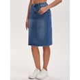 thumbnail image 2 of DARING DIVA Women's Slit Stretch Below Knee Length Denim Skirts Small Blue, 2 of 7
