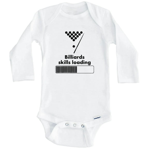 Billiards Skills Loading Funny Pool One Piece Baby Bodysuit (Long Sleeve), 0-3 Months White