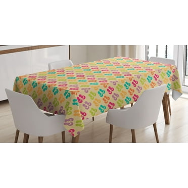 Ambesonne Flip Flop Tablecloth Rectangular Table Cover, Repeating Pattern, 52"x70", Multicolor