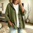 thumbnail image 2 of SONXAHE Womens Hooded Three Quarter Sleeve Button Knit Cardigan Open Front Casual Sweater Coat, 2 of 4