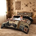 thumbnail image 3 of meiyoeat Retro Aztec Geometric Print Duvet Cover King For Boys,Jungle Animal Deer King Bedding For Kids,Black Reversible,3 Pieces(No Comforter), 3 of 6