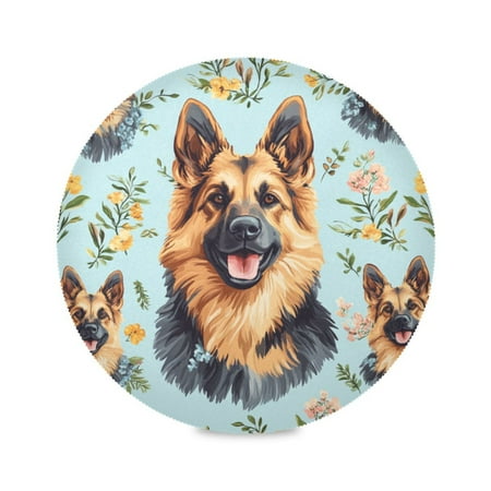 

WOBOGO Shepherd Dog Round Placemats Set of 1 Heat Resistant Washable Kitchen Table Decorations 15.4in