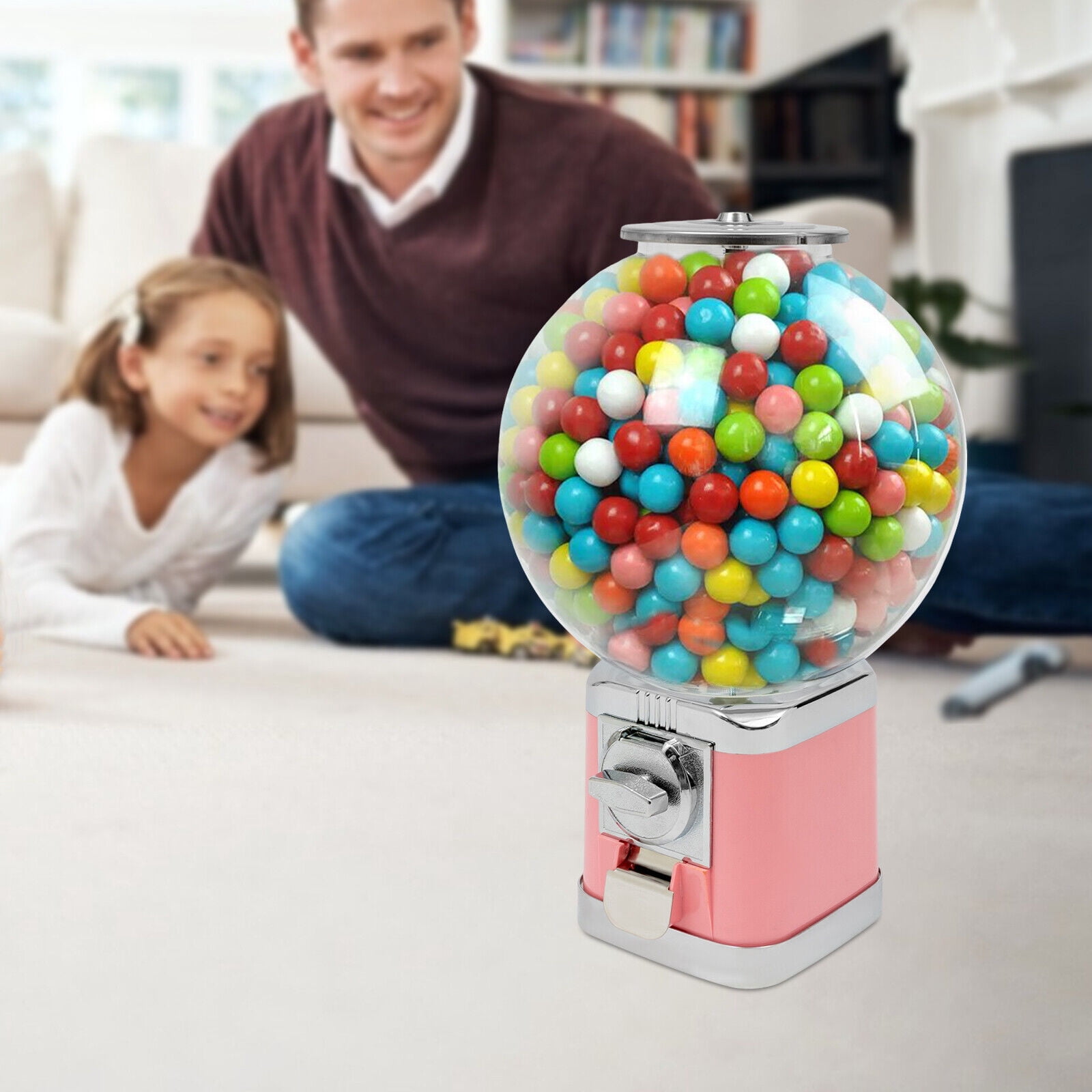 Large Capacity Vending Machine Pink Twister Ball Dispenser Gumball Machine for Selling Small Capsule Toys, Pinballs, etc.