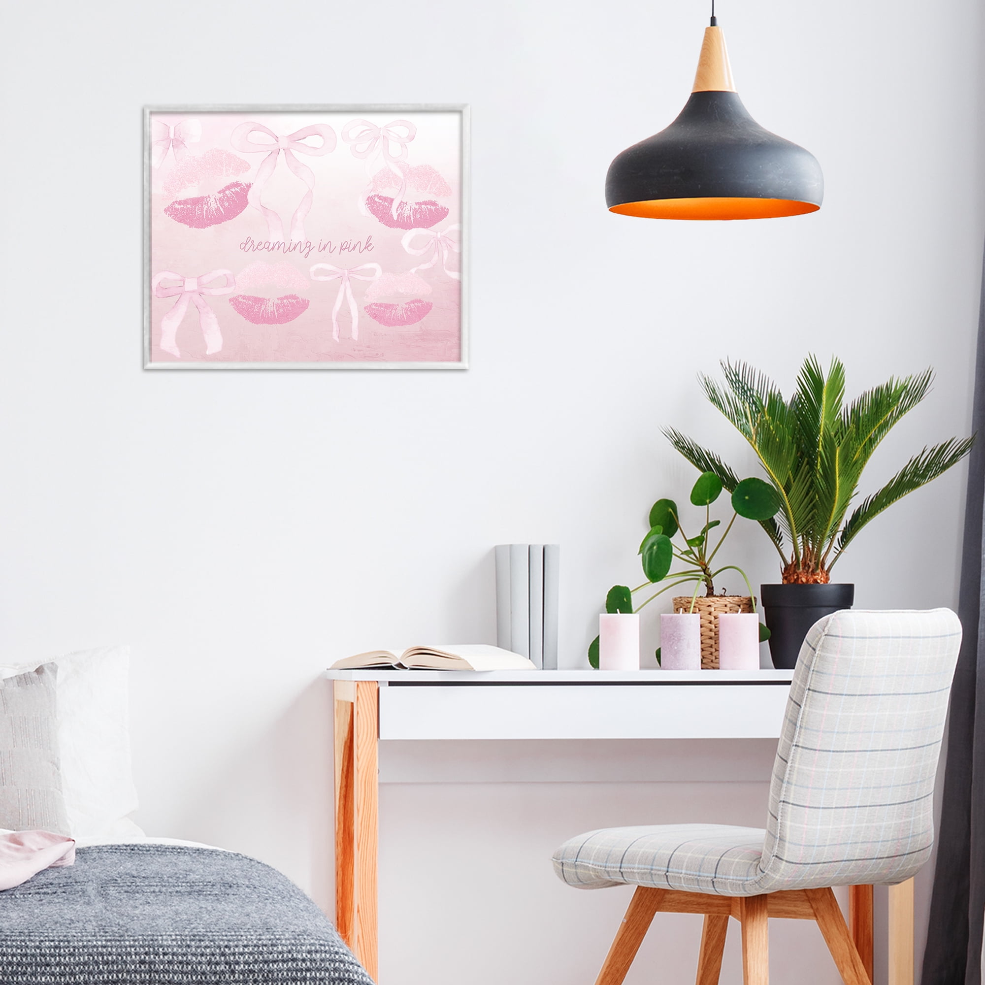 Dreaming In Pink White Framed Giclee Art, design by Kim Allen