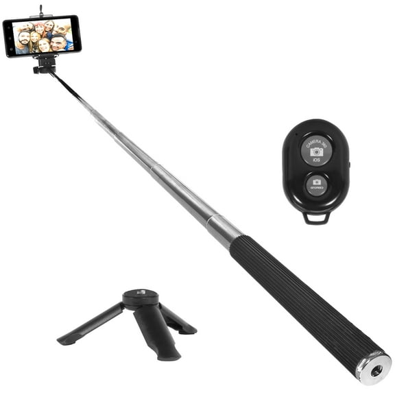 Deco Essentials Telescopic Metal 33" Selfie Stick w/ Tripod and Wireless Remote for iOS/Android, Perfect for travel, outdoor adventures, beach trips, parties, easy to store