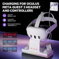 thumbnail image 3 of Charging Dock for Oculus/Meta Quest 3- Magnetic Docking Station with LED Light - Headset Display Stand and Controller Mount, 2 * 1800Mah Rechargeable Batteries White, 3 of 10