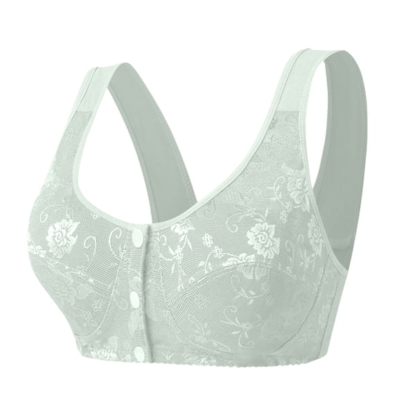 Daisy Bras for Older Women No Underwire Front Closure Comfort Senior Wireless Snap Closing Bra,Mint Green,42