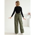 thumbnail image 6 of Gyratedream Kids Girls Baggy Cargo Pants Elastic Waist Drawstring Loose Fitting Work Pants Casual Joggers Pants with Pockets 7-14 Years, 6 of 8
