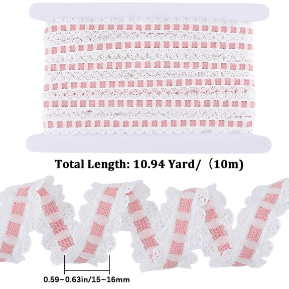 1 set 10M 10% Spandex 90% Nylon Lace Elastic Ribbon for Sewing and Bridal Wedding Decoration Pink 5/8 inch(15~16mm)