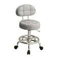 thumbnail image 2 of Rongfmy Tabouret de Salon Roulant avec Dossier avec Roues et Repose-Pieds Pivotant Gris Clair, 2 of 9