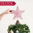 thumbnail image 3 of 10 Inch LED Star Tree Topper - Pink Metal Ornament with Lights for Christmas Tree Decoration Christmas Tree Topper, Gold Glitter Hollow 5-Point, 3 of 6