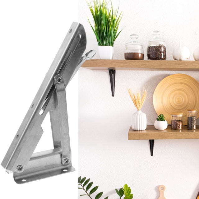 unbranded 1Par Soporte Plegable Para Estantes Con Reforzado En Inoxidable Plateado