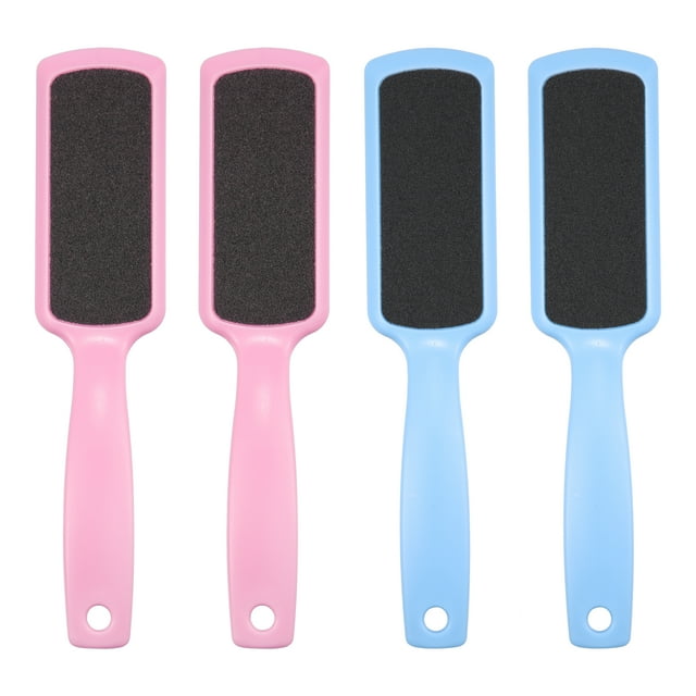 Unique Bargains 4 Pcs Coarse and Fine Dual Sided Foot File Blue and Pink