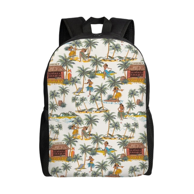 Disketp Hawaiian Style Mochila Unisex de Apertura Lateral Completa, Mochila para Laptop para Escuela, Trabajo y Viajes