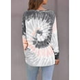 thumbnail image 5 of Women's Casual Color Block Tie Dye Crewneck Long Sleeve Loose Pullover Sweatshirt Tops, 5 of 6