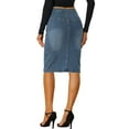 thumbnail image 3 of INSPIRE CHIC Women's Jean Skirts High Waist Front Slit Stretch A-Line Denim Midi Skirt XS Blue, 3 of 6