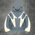 thumbnail image 5 of Homeyce Men's Balaclava Double Hoodie Sweatshirt with Built-In Eye Mask Zip Up Zip Jacket Double Hooded Wind-Resistant Transition Jacket Balaclava Outdoor Athletic Hip Hop Y2k Streetwear,Gray 2XL, 5 of 6