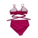 thumbnail image 4 of Sunloudy - Traje de baño de dos piezas para mujer, tops de bikini con tirantes finos de color sólido + bragas de bikini con estampado de leopardo Sunloudy S M L XL XXL, 4 of 8