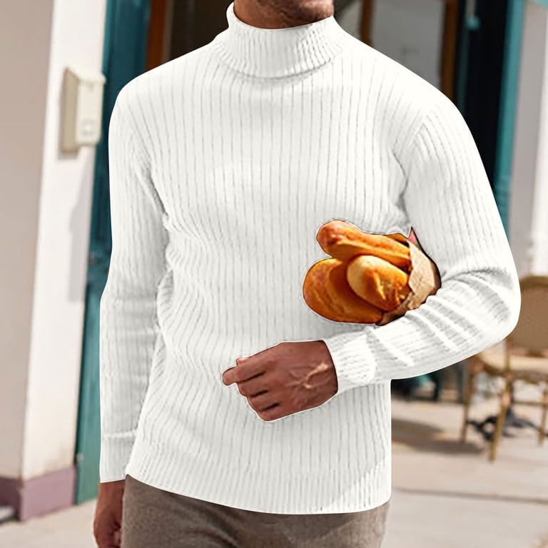 Dxzfnsa Pullover Sweaters for Men Men's Mock Turtleneck Long