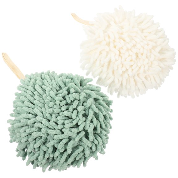 ETEREAUTY Set of 2 Assorted Color Chenille Hand Towels with Hanging for Kitchen and Bathroom Use