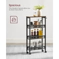 thumbnail image 5 of Slim Rolling Cart, 4-Tier Storage Cart, Narrow Cart with Handle, 5.1 Inches Deep, Metal Frame, for Kitchen, Dining Room, Living Room, Home Office, Rustic Brown and Classic Black ULRC032B01V1, 5 of 9