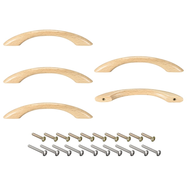 Madera Tiradores Manijas, 5uds 116mm/4,57 Agujero Distancia Madera Tiradores para Cocina Muebles Cajón Armario Alacena