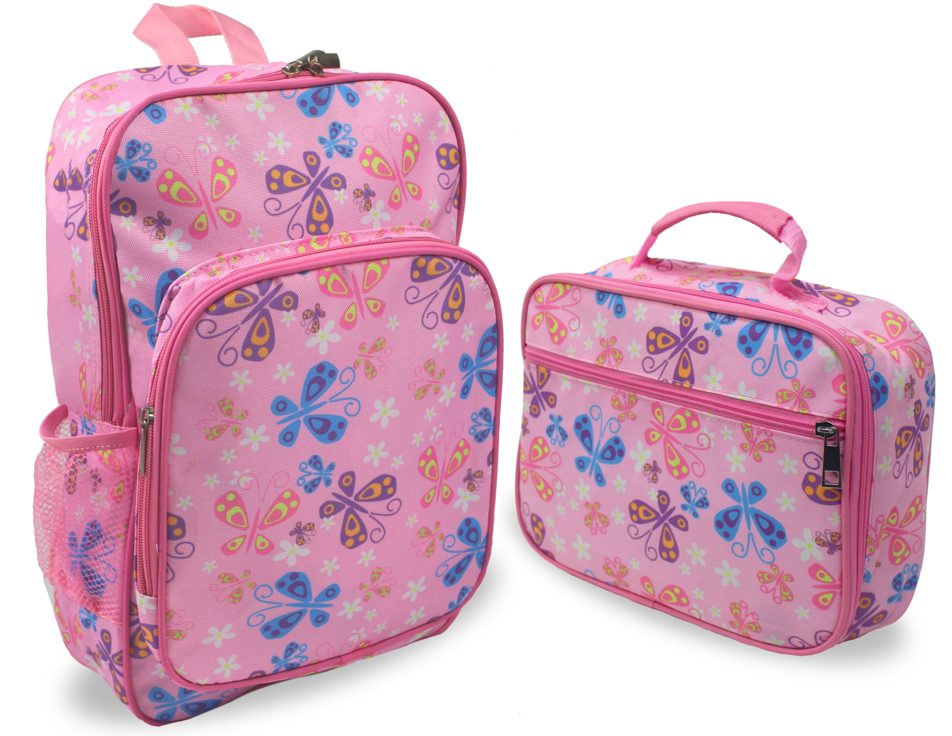 Colorful Butterfly Backpack Insulated Lunchbox Sling Bag Pen Case Kid Gift Lot 