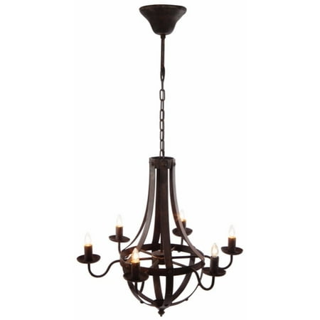 

6 Light Candelabra Iron Chandelier Brown- Saltoro Sherpi