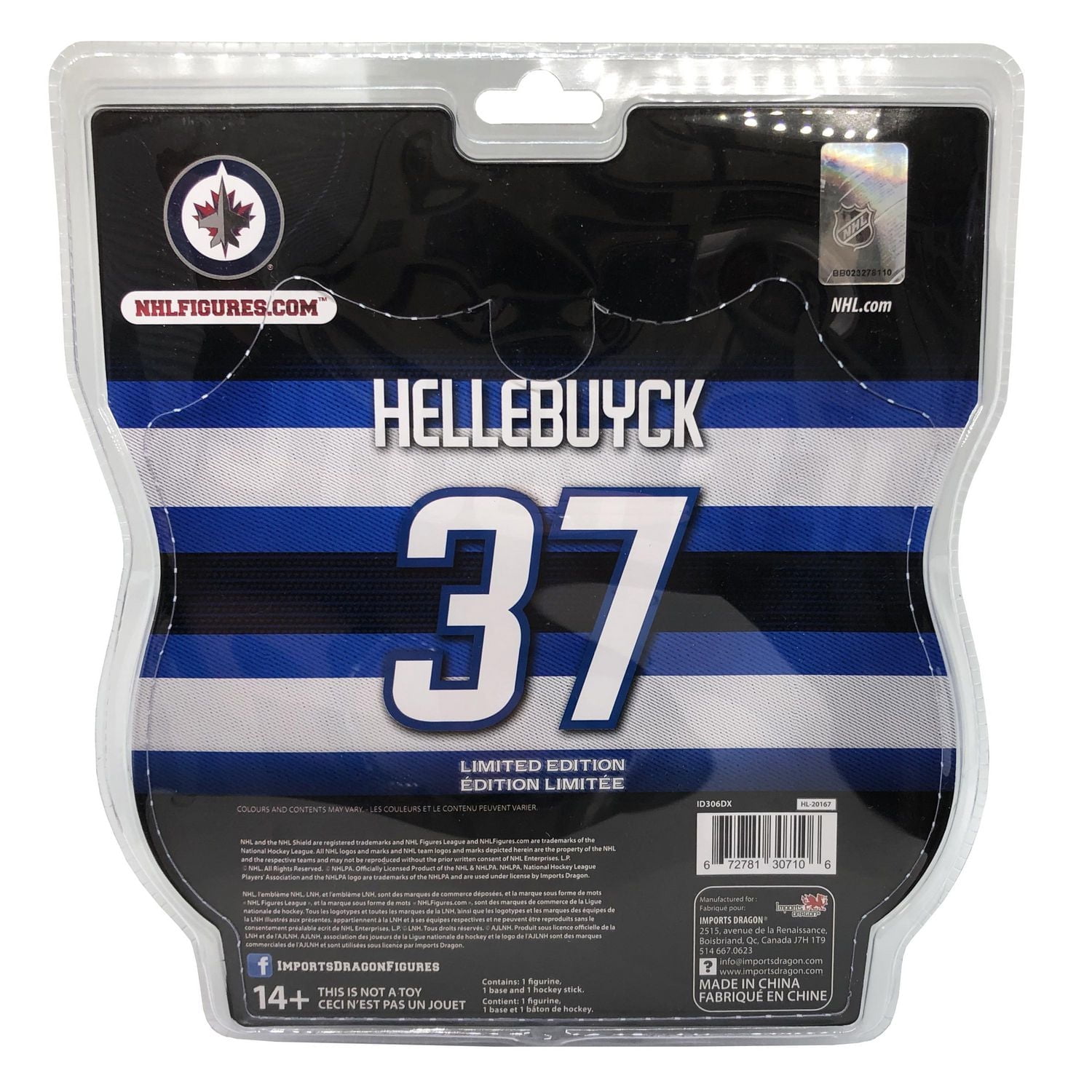 NHL Figures  - Connor Hellebuyck - Winnipeg Jets - 6 Inch Figure