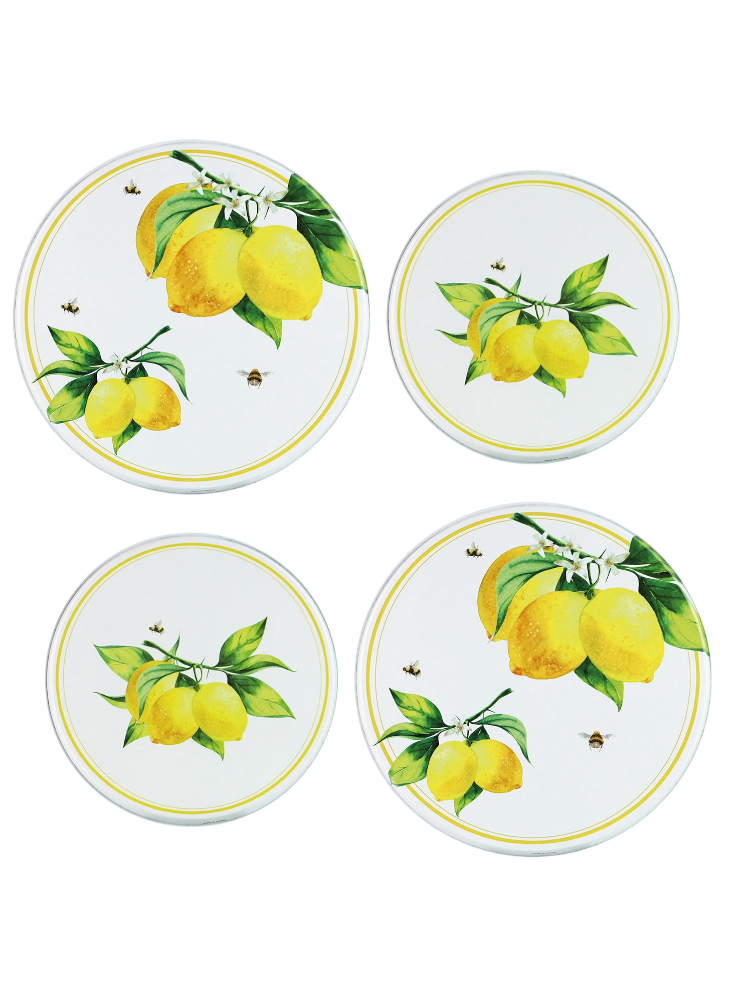 Round Electric Stovetop Burner Cover Set of 4, Fresh Lemons
