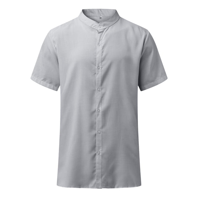 BOBOGOJP Chemises pour Hommes, Col Rabattu, Manches Courtes, Gris G