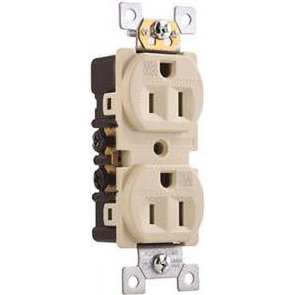 Preferred Industries Duplex Receptacle NEMA 5-15R Tamper and Weather Resistant 125V 15A Ivory