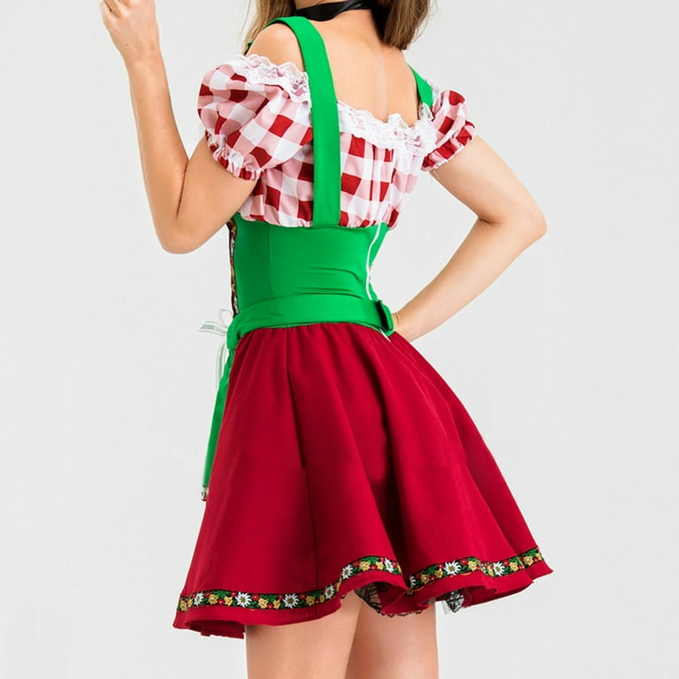 SOOMLON Women's French Maid Outfit Cosplay Costume Halloween Maid Theme  Dress Short Sleeve V-Neck Solid Color Costume Oktoberfest Beer Girl Stage  Dress Bar Maid Dress Green XL - Walmart.com