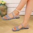 thumbnail image 5 of Women Strappy Sandals Square Toe Dressy Summer Cute Shoes Vacation Ankle Strap Slip on Slippers No Heel Going Out Mule Slides, 5 of 6