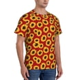 thumbnail image 2 of Bixox Men's Sunflowers On Red Printed Short Sleeve Skinny Athletic T-Shirt, 2 of 6