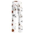 thumbnail image 6 of Zorvxlyn Ghost Jack-O Bat Print Pajamas Pants for Women Wide Leg Women Pajama Bottoms Halloween Print Womens Lounge Pants, 6 of 10