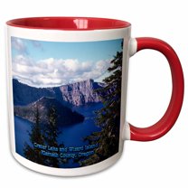 3drose, Crater Lake and Wizard Island in Summer, Klamath County, Oregon, 11oz Two-tone Red Mug