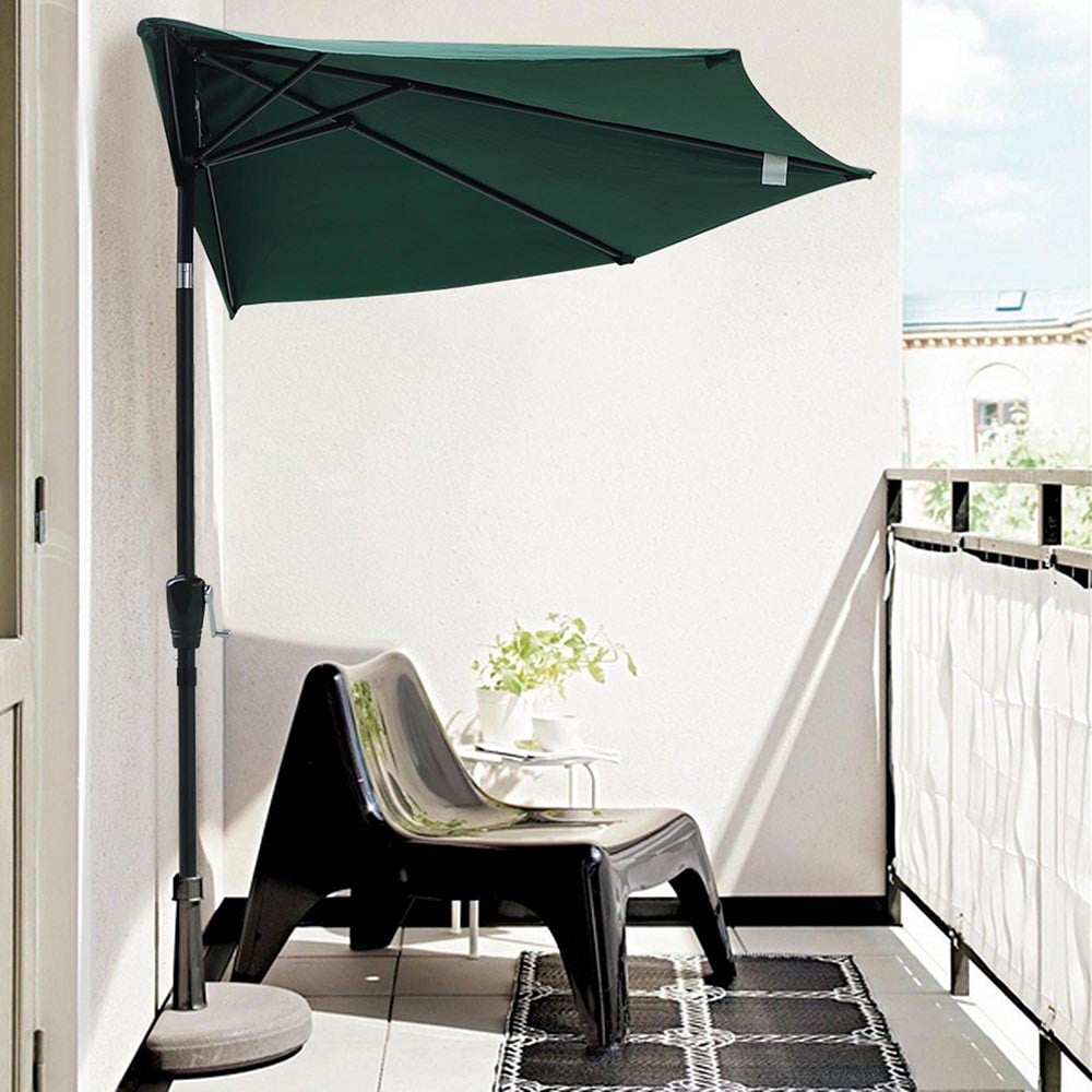 Yescom 10 Aluminum Half Patio Umbrella 5 Ribs With Tilt Crank Wall Balcony Outdoor Garden Green Walmart Com Walmart Com