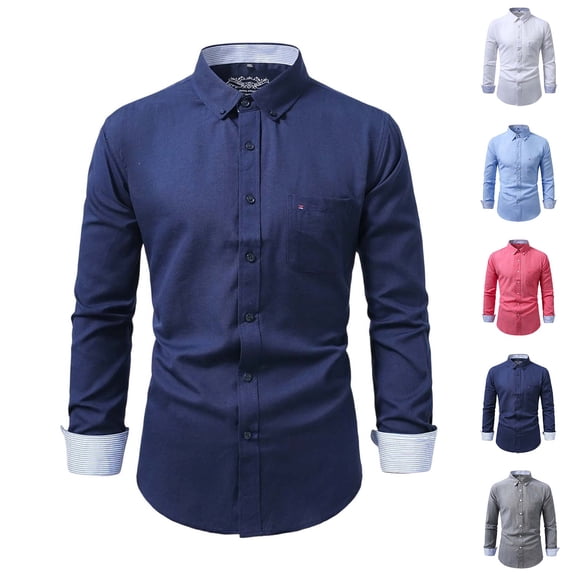 UVEASISHA Slim Fit Dress Shirts for Men Business Casual Office Shirt Cotton Long Sleeve Collared Shirts Solid Color Stylish Wedding Party Shirt Gray L