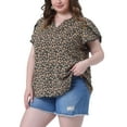 thumbnail image 4 of Agnes Orinda Women's Plus Size Mother's Day Easter Tops Floral V Neck Tulip Short Sleeve Blouses Summer Tunic Tops 4X Black, 4 of 6