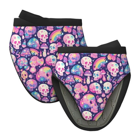

Tebeau cartoon rainbow Skull Print Short Oven Mitts Heat Resistant Silicone Kitchen Mini Oven Mitts Non-Slip Grip Surfaces and Hanging Loop Gloves