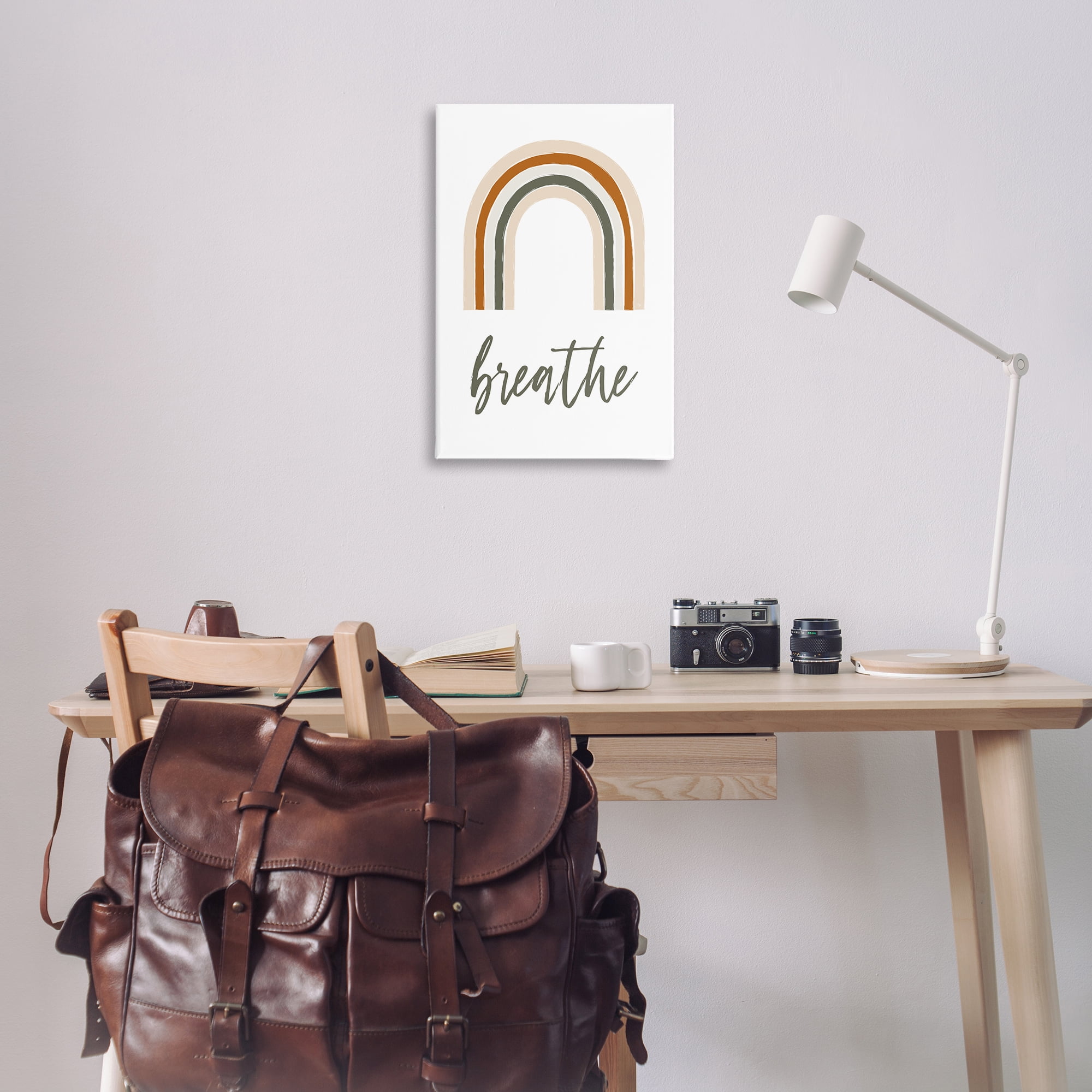 Stupell Industries Breathe with Subtle Earth Tones Text & Numbers Painting Wrapped Canvas Art Print Wall Art, 20 x 30