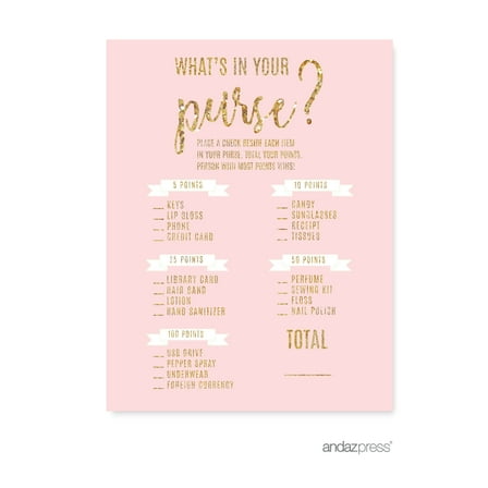 Koyal Wholesale Blush Pink & Gold Glitter Bridal Shower Game Cards, 20-Pack